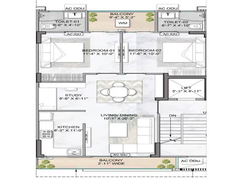 2.5bhk unit plan