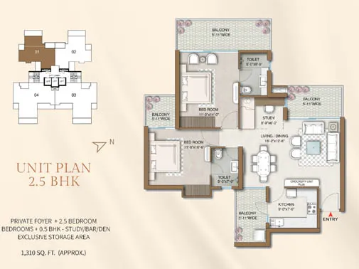 2.5bhk unit plan