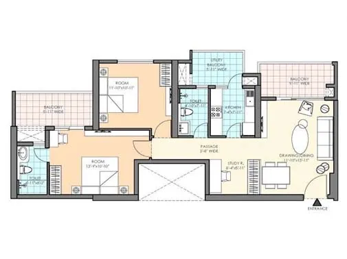 2 bhk unit plan