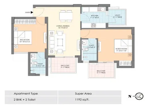 2 bhk unit plan