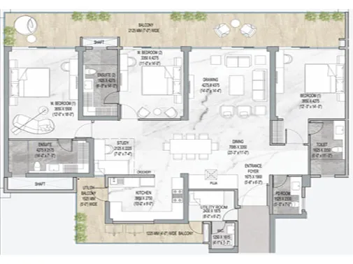 3bhk unit plan