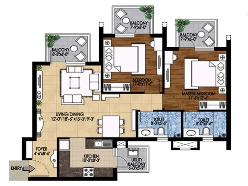 2 bhk unit plan