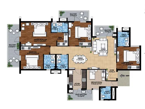 4 bhk unit plan